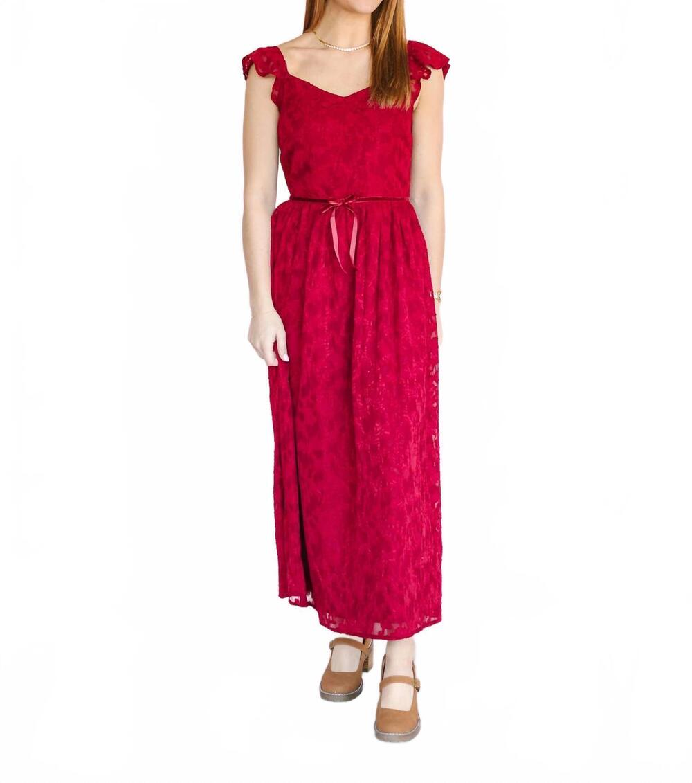 NEW IN FEBRUARY velvet waist maxi dress in ruby